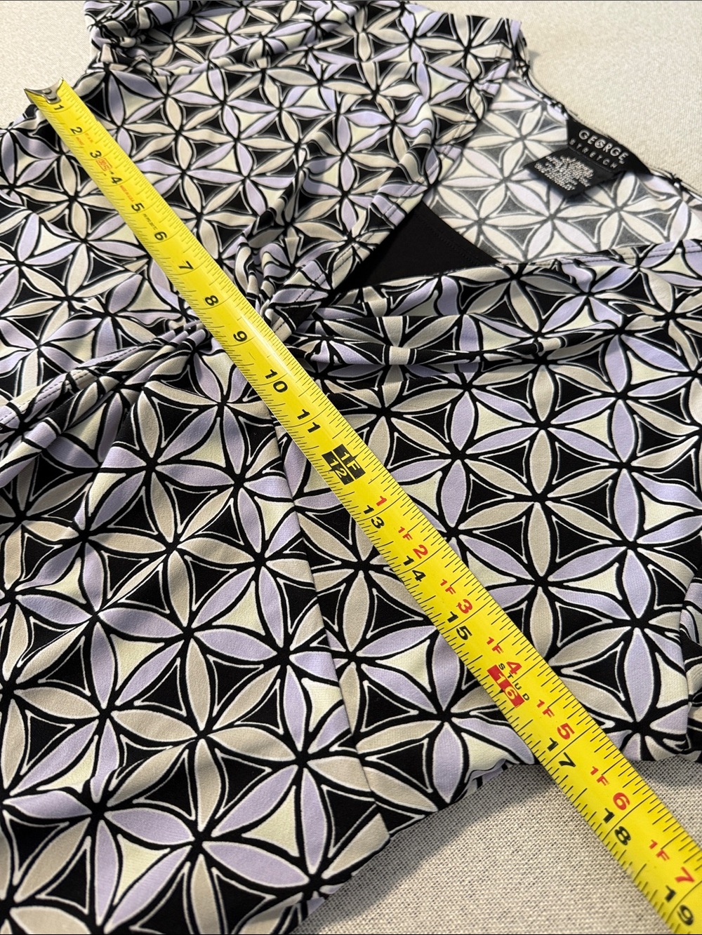 George Knot-Front Geometric Print Top - Black & Lavender XL - Picture 8 of 14